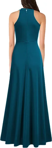 Vista 2 de MUSHARE Vestido largo formal sexy con cuello halter para mujer