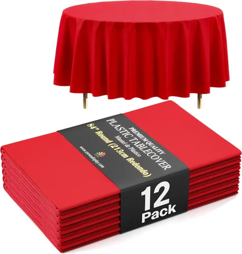 Vista 36 de Exquisite 66% Thicker Premium Aqua Round Tablecloth 0.5 Mil 6 Pack Plastic Table Cloth Disposable 84 Inch Round Plastic Tablecloth Won't Tear Easily
