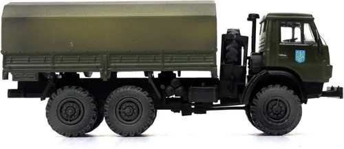 Vista 2 de Kamaz 4310 Camión de transporte verde (desgastado) Fuerzas terrestres ucranianas 1/72 Modelo fundido a presión por Legion LEG-12061LD