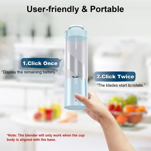 Vista 7 de Licuadora portátil exprimidor personal para batidos batidos con mango oculto 16 Oz Electric Protein Shaker Bottle, USB-C Rechargeable, Mini Small