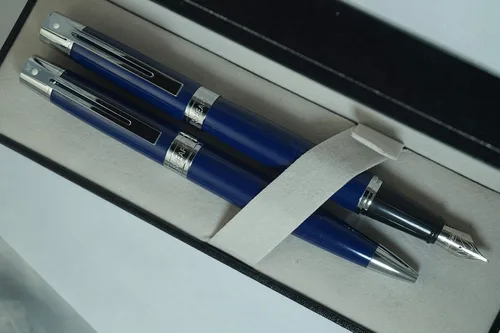 Vista 5 de Sheaffer Cross 300 Collection II - Juego de pluma estilográfica y bolígrafo mediano, color azul medianoche, compacto, pulido y bolígrafo