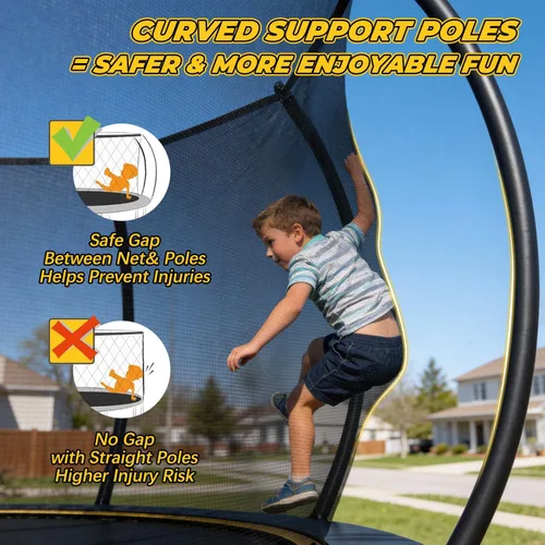 Vista 3 de Mersco Trampolín para exteriores de 10 pies, 12 pies, 14 pies, con recinto y escalera, cama elástica recreativa aprobada por ASTM para niños