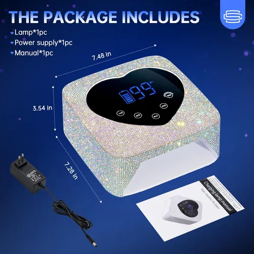 Vista 6 de Lámpara de Uñas LED UV de 72W Recargable Inalámbrica Brillante Secadora de Uñas Luz de Esmalte en Gel con 5 Configuraciones de Temporizador Lámpara