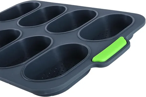 Vista 7 de Molde de silicona para hornear, mini bandeja para hornear baguette, molde para hornear pan francés perforado antiadherente, molde para hornear pan