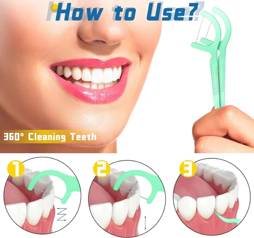 Vista 4 de Maxdot 1000 unidades de hilo dental con sabor a menta fresca, a granel, alta dureza, sistema de hilo dental para adultos, familia, viajes, espacios