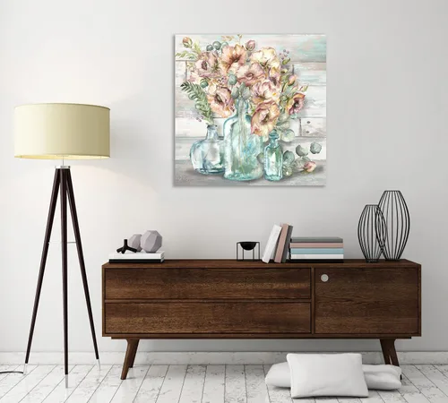Vista 4 de Jaxson Rea Tre Sorelle Studios, lienzo envuelto en galería con amapolas en botellas vintage, 12.0 x 12.0 in