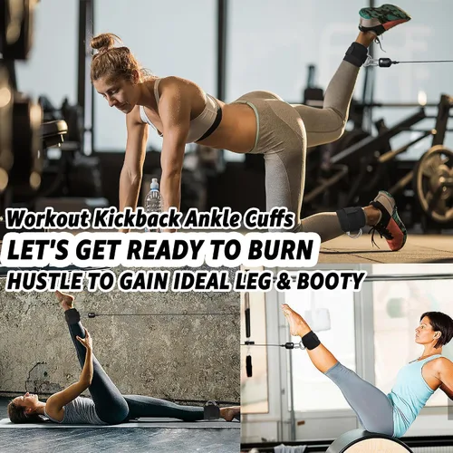 Vista 7 de Correas de Tobillo de Fitness para Máquina de Cable, Kickbacks Ejercicios de Glúteos, Ejercicios de Parte Inferior del Cuerpo, Correas Ajustables
