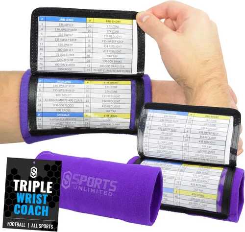 Vista 89 de Sports Unlimited Banda Instructora Triple para Adultos, Muñequeras de Fútbol para Jugadas, Muñequeras de Béisbol, Bandas de Brazo QB