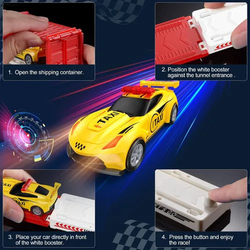 Vista 4 de Paquete de 6 Autos de Carreras de Retroceso, Autos de Lanzamiento Accionados por Fricción para Niños de 3+ Años, Mini Autos de Juguete Fundidos a