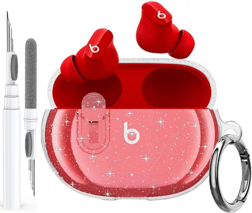 Vista 13 de Olytop para Beats Studio Buds/Buds + Funda Transparente con Cerradura 2021/2023, Funda Protectora de TPU Suave Transparente con Kit de Limpieza