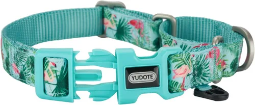 Vista 3 de Martingale - Collares para perros con hebilla a presión rápida, ajustable, patrón de flamenco, collares de entrenamiento sin tirones, para perros