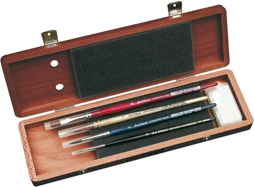 Vista 10 de da Vinci Watercolor Series 5240 Deluxe - Juego de pinceles de pintura, cabello natural y sintético con caja de almacenamiento de madera y jabón