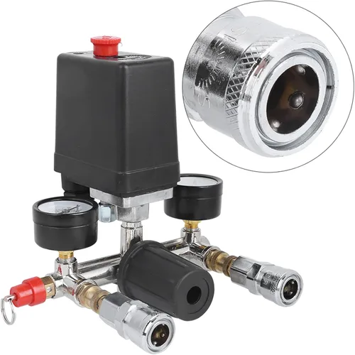 Vista 9 de Compresor de aire Montaje de soporte Interruptor de control de presión Regulador de colector de válvula Accesorios de compresor de aire