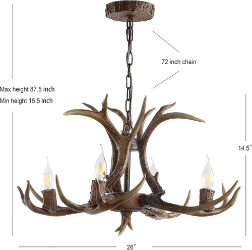 Vista 5 de JONATHAN Y JYL6301A Eldora - Candelabro LED ajustable de resina con asta de 26 pulgadas, 4 luces, glamour, rústico, cabaña, transicional, regulable