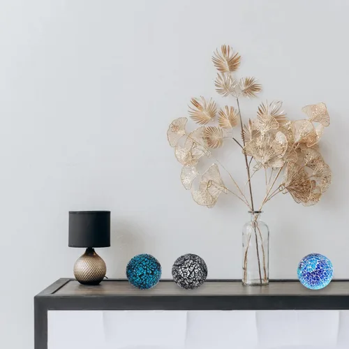 Vista 5 de Kunjocy 6 bolas decorativas de vidrio de 2.4 pulgadas, esfera de mosaico pequeña, bolas decorativas para centros de mesa, cuencos y jarrones