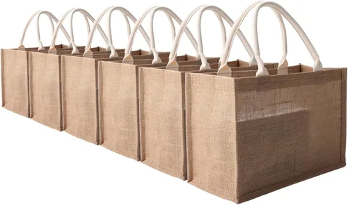 Vista 14 de Bolsas de yute de arpillera de 12.5 x 8.6 x 5.8 pulgadas [12 piezas] con 12 piezas de marrón
