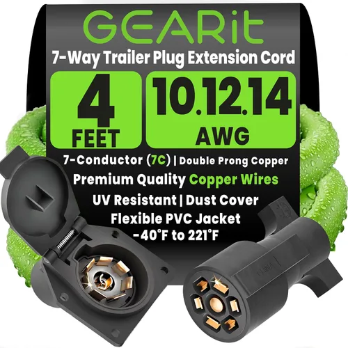 Vista 11 de GEARit Cable de extensión para remolque de 7 vías (1 pie) Enchufe de remolque de 7 pines Cable en línea Arnés de cables Conector de clavijas dobles