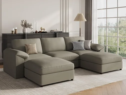 Vista 74 de EASE MOOSE Sofá modular seccional, sofá en forma de U para sala de estar Beige
