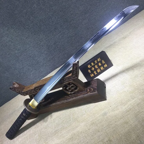 Vista 8 de Katana corta hecha a mano japonesa Wakizashi Samurai Espada T10 Acero Arcilla Templada Hoja