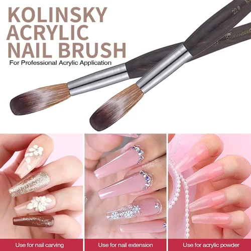 Vista 2 de Kolinsky Acrylic Nail Art Brush Size 16, Kolinsky Hair Oval Shaped for Acrylic Application, Professional Manicure Tool for Nail Extension & 3D