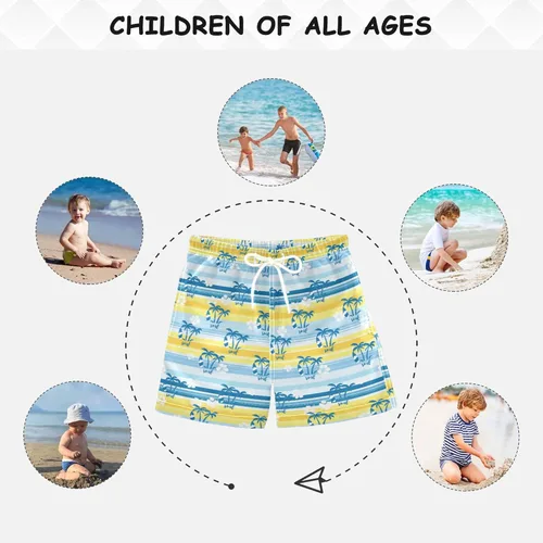 Vista 7 de Aslsiy Boys' Swim Trunks Surfboard Boys Beach Board Shorts Quick Dry Kids Swimwear