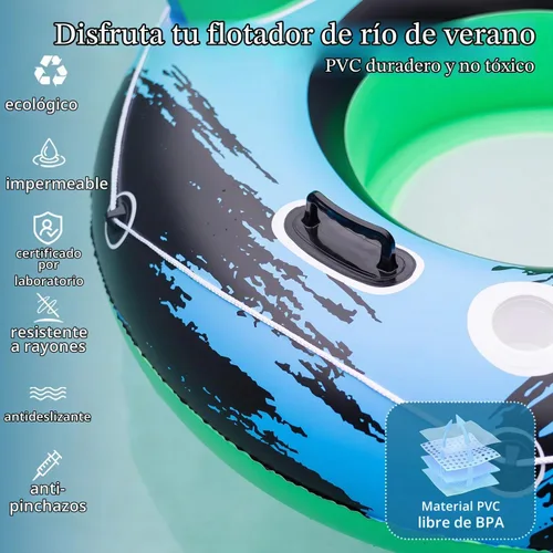Vista 5 de River Tubes for Floating Heavy Duty Inflatable Floating Lounger Premium River Water Rafts Pool Float with Cup Holder Above Lake for Adults