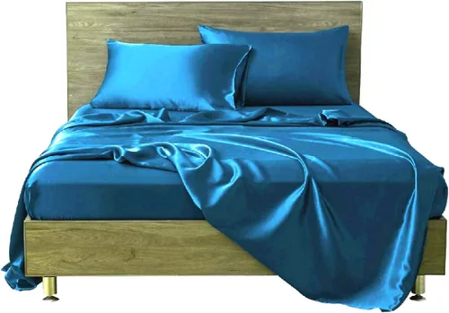 Vista 19 de Juego de sábanas de satén de seda de 4 piezas Sábana bajera Sábana encimera Funda de almohada Calidad de hotel sedoso suave y lujoso