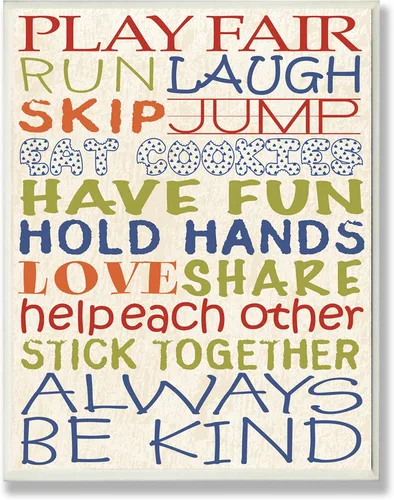 Vista 7 de The Kids Room by Stupell Playroom Rules Use Kind Words Placa de pared rectangular