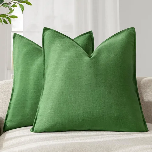 Vista 89 de Foindtower Juego de 2, Fundas Decorativas de Almohada de Lino Sólido Suaves Fundas de Cojín Europeo de Acento Estilo Granja Neutral para Silla Sofá