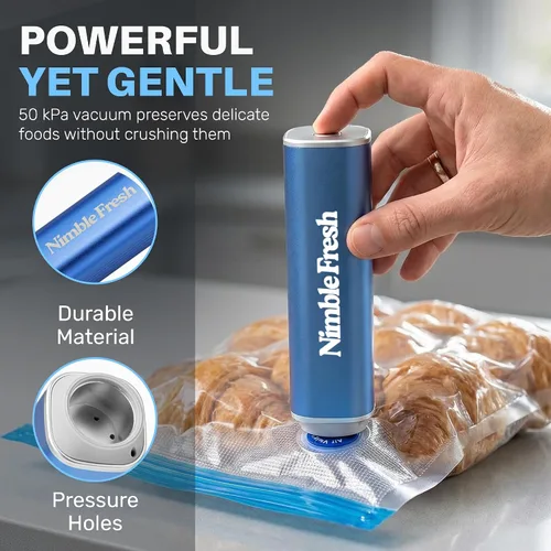 Vista 4 de Sellador al vacío portátil para la organización de la cocina, 50 kPa Pro-Suction para una frescura duradera - Sellador de alimentos recargable