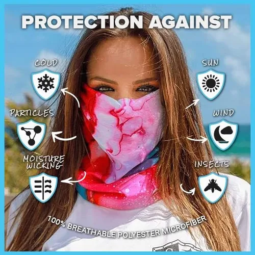 Vista 2 de S A Company Neck Gaiter 5 Pack Sun Protection Face Shield Multi Use Bandanas Stylish and Cool Design Face Mask Reusable
