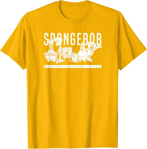 Vista 52 de Bob Esponja Vintage Group Simple Logo Camiseta, Negro