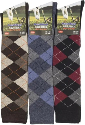 Vista 2 de Calcetín largo para hombre con diseño de punta alta Argyle, para golf, 126