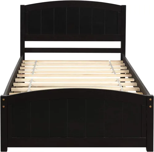 Vista 4 de Harper & Bright Designs Base de cama individual con nido, cama individual de madera con cabecero, cama de plataforma de tamaño individual con nido