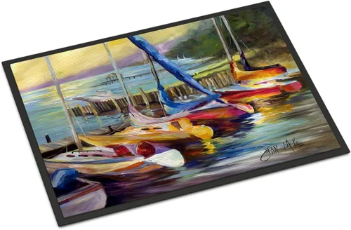 Vista 251 de Caroline's Treasures JMK1017JMAT - Tapete de caza de rana garza azul, 24 x 36 pulgadas, tapete para puerta delantera, interior y exterior