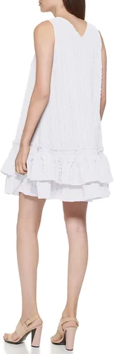 Vista 3 de Calvin Klein Vestido sin mangas con volantes plisados laterales para mujer