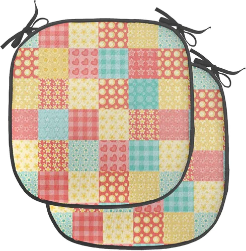 Vista 80 de Ambesonne Flamingo - Cojín de asiento para silla, diseño de fantasía exótica con elementos de vida silvestre hawaiana en colores pastel, acolchado