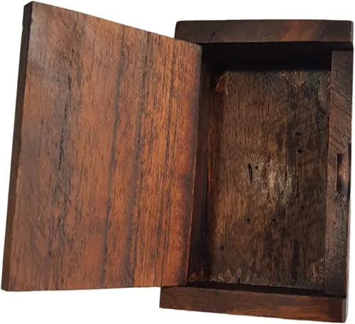 Vista 3 de Design by UnseenThailand - Caja de madera de teca tailandesa vintage con elefantes, 100% hecha a mano (elefante de madera)