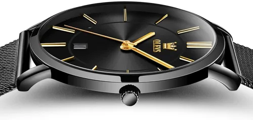 Vista 7 de OLEVS Mens Watches Minimalist Ultra Thin Fashion Casual Analog Quartz Date Watch Waterproof Slim Simple Big Face Dress Wrist Watch Leather Band for