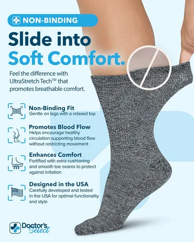 Vista 2 de Doctor's Select Men's Diabetic Socks for Men Size 13-15 - 4 Pairs