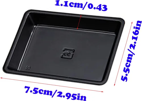 Vista 5 de Paquete de 100 platos de salsa rectangulares, mini platos desechables de postre para inmersión, platos de sopa, platos de soja, condimentos