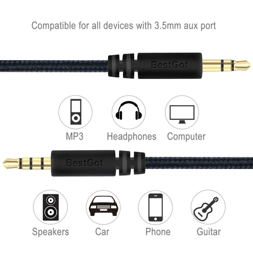 Vista 4 de Cable de audio con micrófono de control de volumen de 0.138 in (4,3 pies/4.3 ft) para controlador PS4, auriculares (paquete de 1) color negro