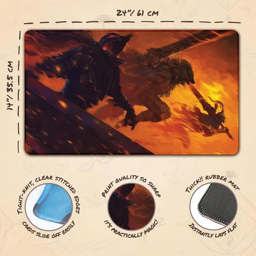 Vista 4 de Brothers in Arms (cosidos) – Tapete MTG de Anato Finnstark, Berserk, Dark Souls Anime – Compatible con Magic The Gathering Playmat – Play MTG