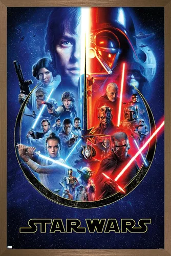 Vista 15 de Trends International Star Wars: Saga - Póster de pared Skywalker Saga, 22.4 pulgadas de largo x 14.7 pulgadas, versión enmarcada de madera de granero