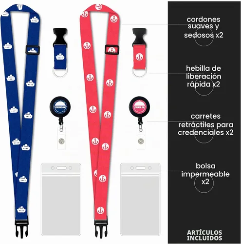 Vista 6 de Cordón de crucero de Cruise On para tarjetas de barco – Paquete de 2 con insignia retráctil y soporte impermeable para tarjetas de llave