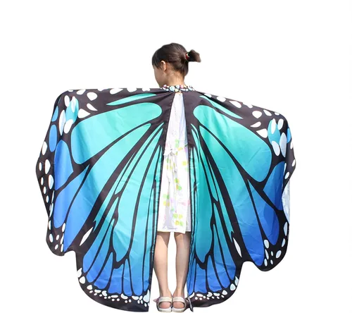 Vista 2 de AWAYTR Chal de alas de mariposa para mujer capa de hadas para mujer accesorio de disfraz de Halloween