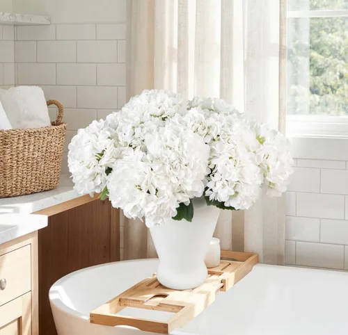 Vista 4 de PARTY JOY 12PCS Ramo de Flores de Seda de Hortensia Artificial de 15.4 Pulgadas, Tallos de Hortensias Artificiales para Centros de Mesa de Boda
