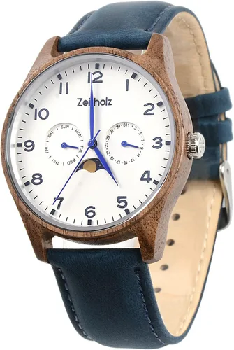 Vista 12 de Zeitholz Relojes de madera para hombre, reloj de madera, regalos, reloj analógico, nueva colección Klitten 1.654 in con movimiento de cuarzo japonés.