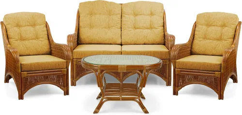 Vista 6 de Jam Lounge Living Accent - Sillón de mimbre de ratán natural, diseño hecho a mano con cojín marrón claro, colonial