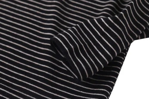 Vista 4 de Camiseta de manga larga para bebés y niños pequeños, camiseta de algodón a rayas con cuello redondo